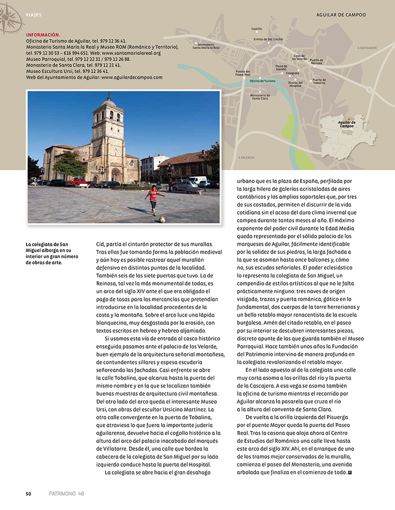 Reportaje sobre Aguilar de Campoo en el número 48 de la revista PATRIMONIO realizado por Javier Prieto Gallego
