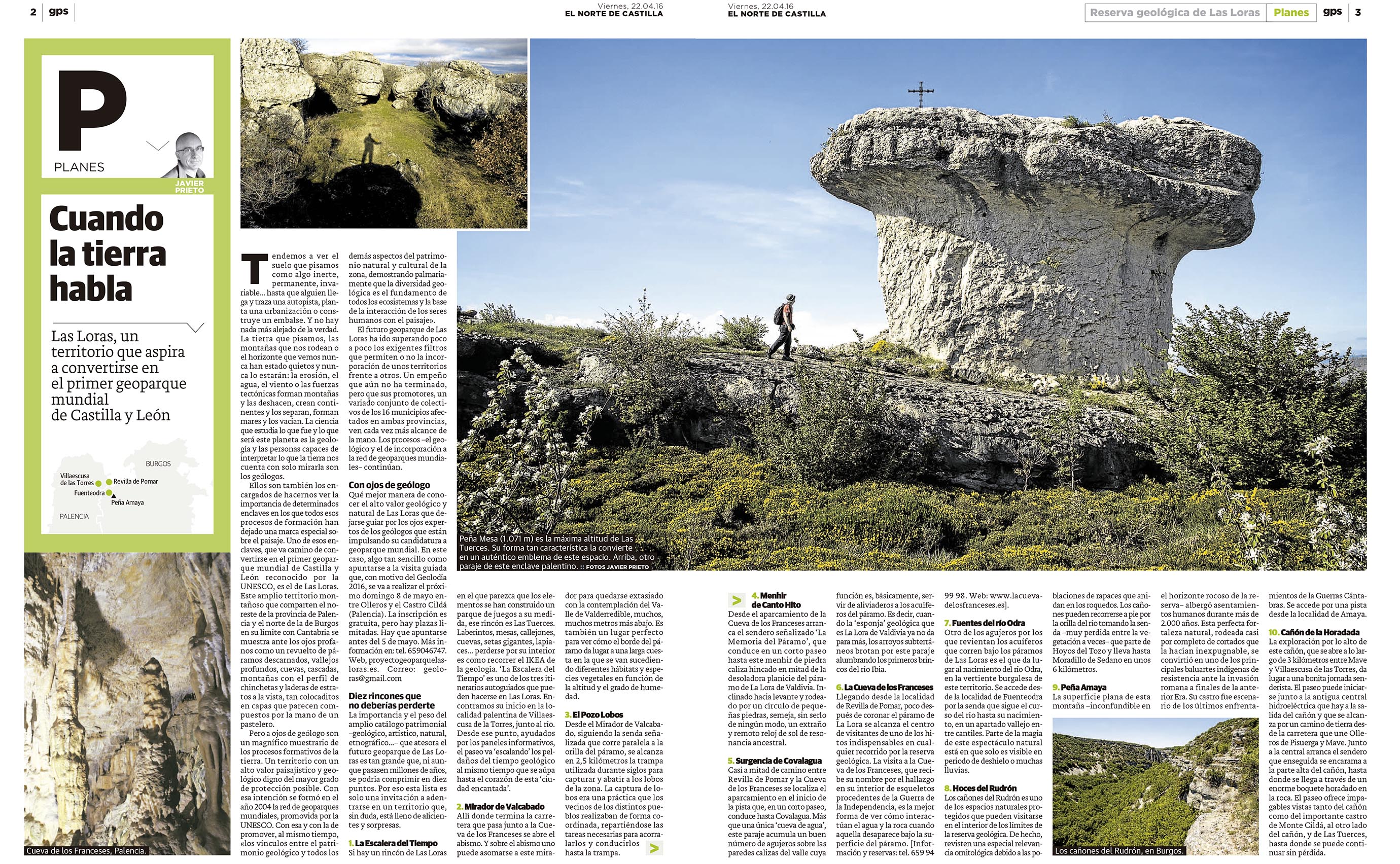 Reportaje de Javier Prieto Gallego sobre Las Loras publicado en EL NORTE DE CASTILLA. 