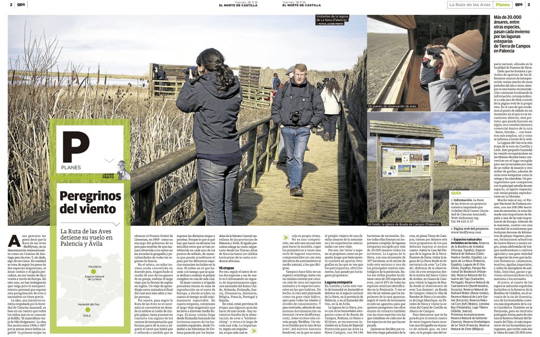 La Ruta de las Aves. Reportaje de Javier Prieto Gallego en EL NORTE DE CASTILLA.