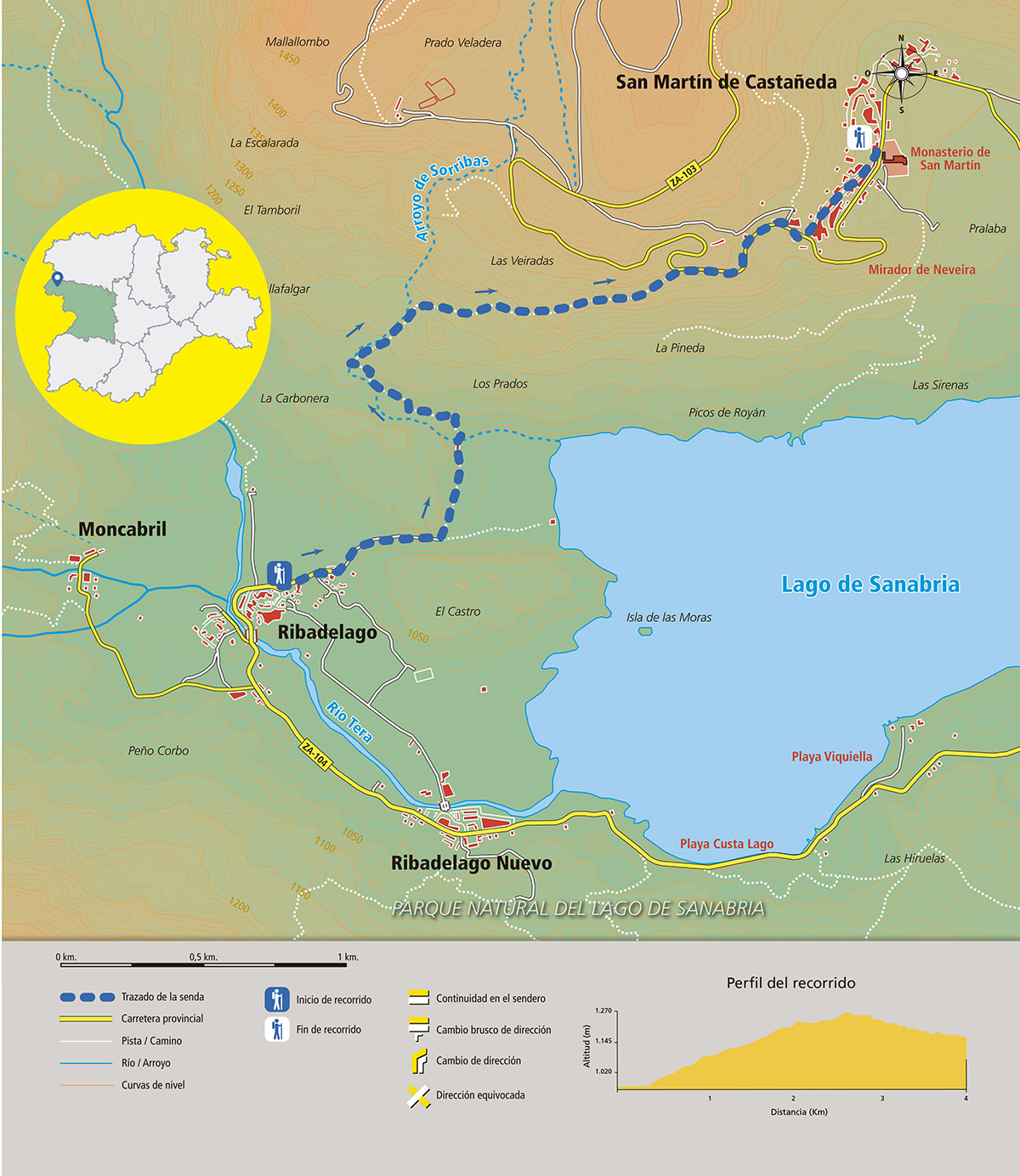 Croquis del recorrido de La Senda de los Monjes. Parque Natural del Lago de Sanabria. © Javier Prieto Gallego;